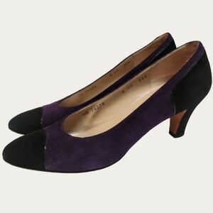 Vintage Salvatore Ferragamo Luxury Purple and Black Heels 9 AA